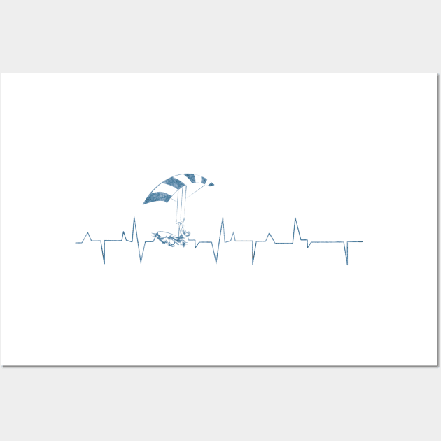 Heartbeat Kite Surfer Blue Wall Art by Coumenole Design